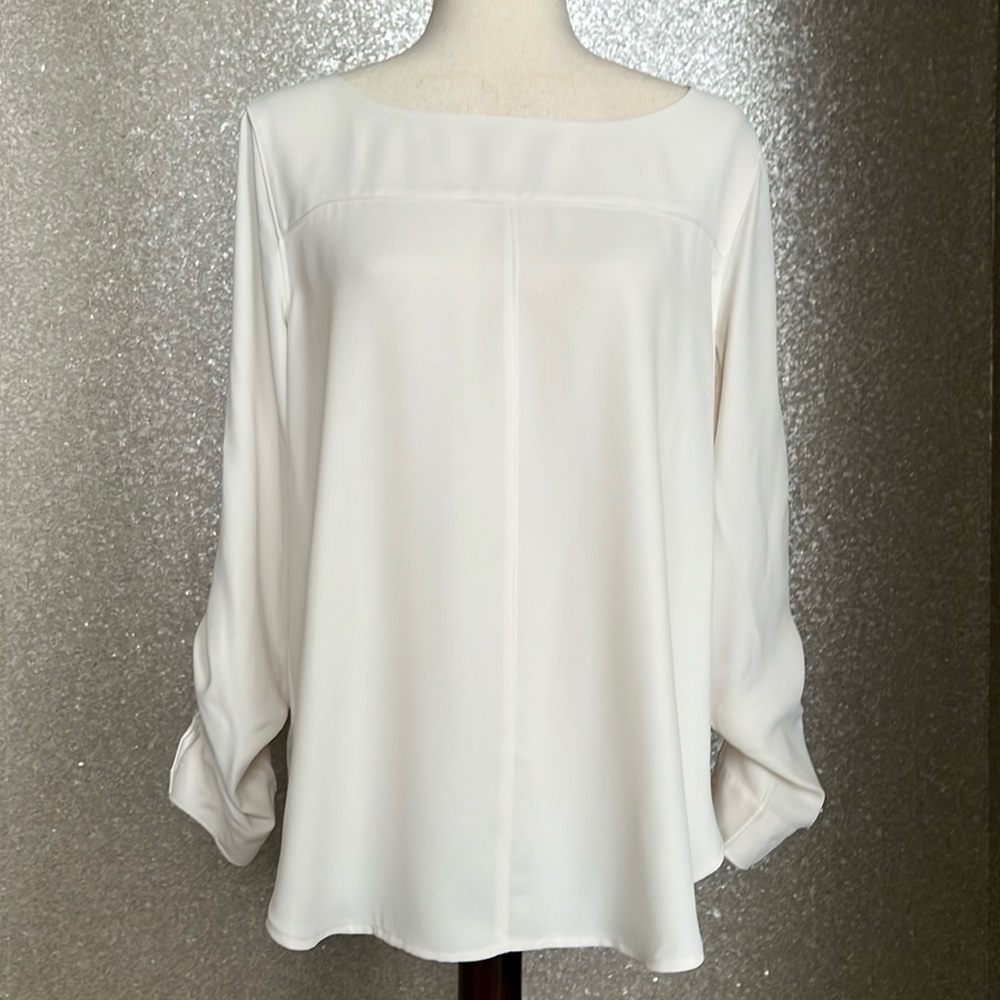 LOFT Ann Taylor, milk white long sleeve top, size medium